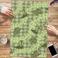 Lime Palaka Hawaii Cowboy Puzzle Puakenikeni Lei Paniolo Papale Seamless Vibes - Polynesian Pride