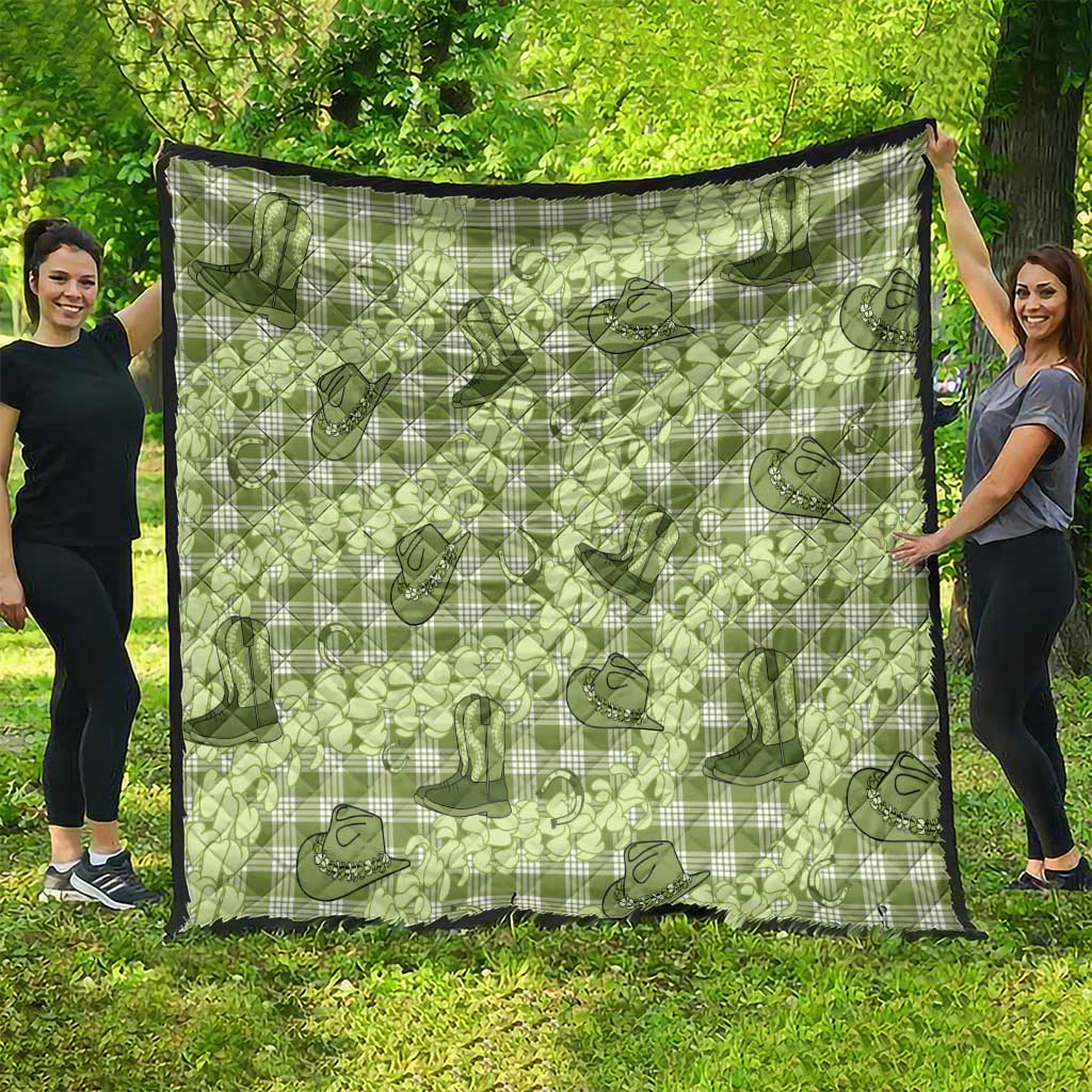 Lime Palaka Hawaii Cowboy Quilt Puakenikeni Lei Paniolo Papale Seamless Vibes - Polynesian Pride
