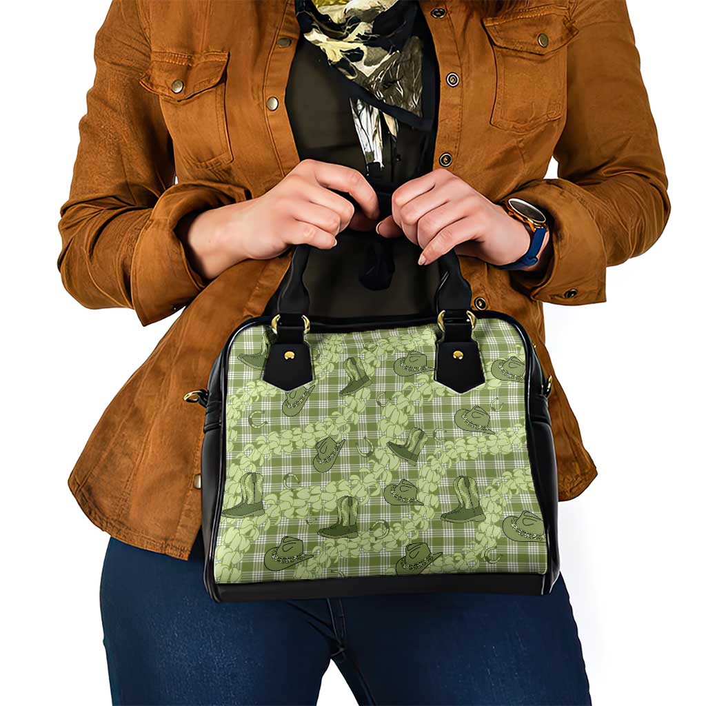 Lime Palaka Hawaii Cowboy Shoulder Handbag Puakenikeni Lei Paniolo Papale Seamless Vibes - Polynesian Pride