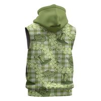 Lime Palaka Hawaii Cowboy Sleeveless Hoodie Puakenikeni Lei Paniolo Papale Seamless Vibes - Polynesian Pride