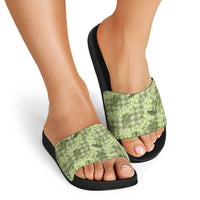 Lime Palaka Hawaii Cowboy Slide Sandals Puakenikeni Lei Paniolo Papale Seamless Vibes - Polynesian Pride