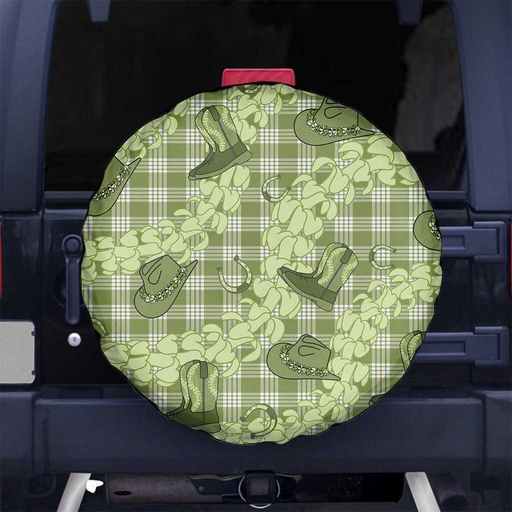 Lime Palaka Hawaii Cowboy Spare Tire Cover Puakenikeni Lei Paniolo Papale Seamless Vibes - Polynesian Pride