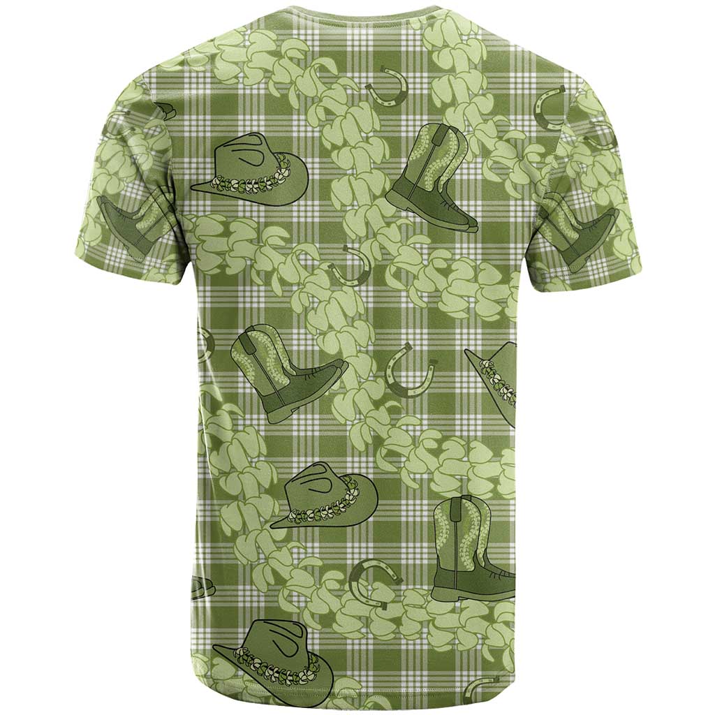Lime Palaka Hawaii Cowboy T Shirt Puakenikeni Lei Paniolo Papale Seamless Vibes - Polynesian Pride