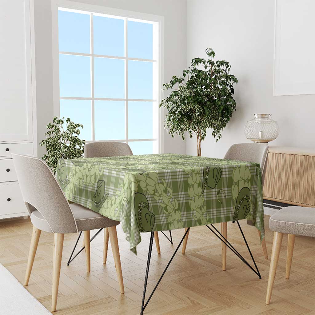 Lime Palaka Hawaii Cowboy Tablecloth Puakenikeni Lei Paniolo Papale Seamless Vibes - Polynesian Pride