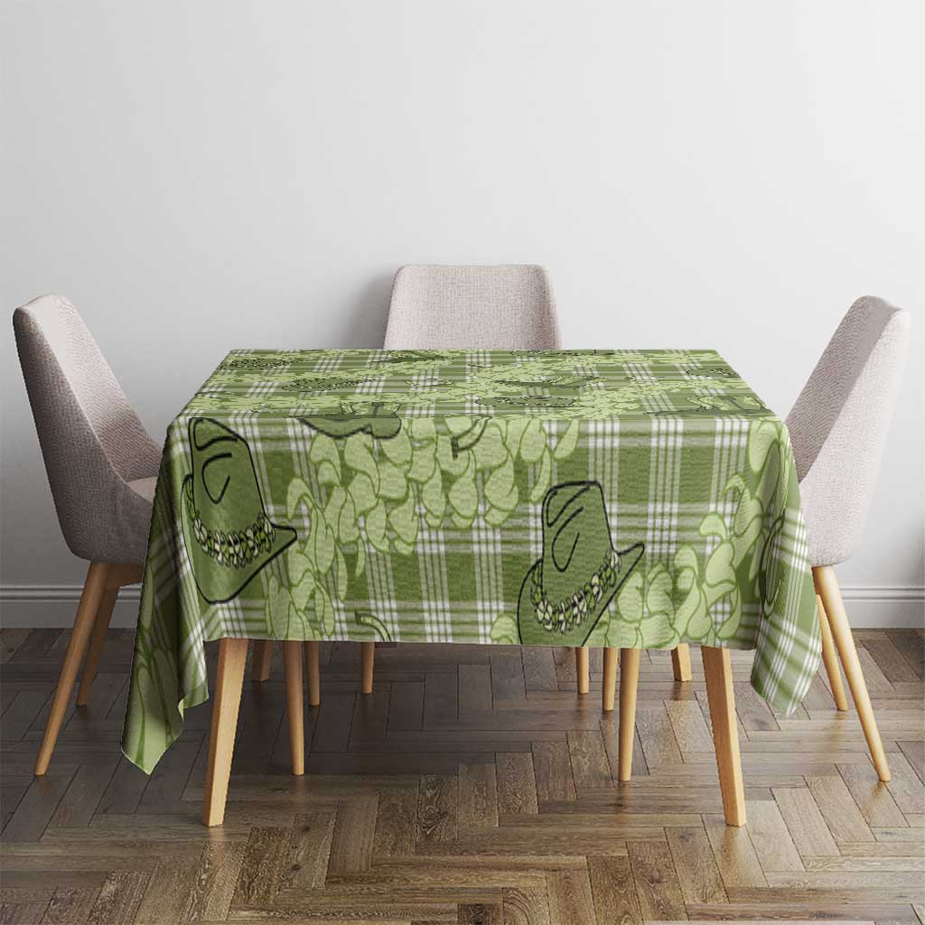 Lime Palaka Hawaii Cowboy Tablecloth Puakenikeni Lei Paniolo Papale Seamless Vibes - Polynesian Pride