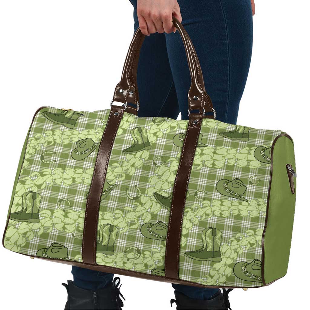 Lime Palaka Hawaii Cowboy Travel Bag Puakenikeni Lei Paniolo Papale Seamless Vibes - Polynesian Pride