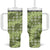 Lime Palaka Hawaii Cowboy Tumbler With Handle Puakenikeni Lei Paniolo Papale Seamless Vibes - Polynesian Pride