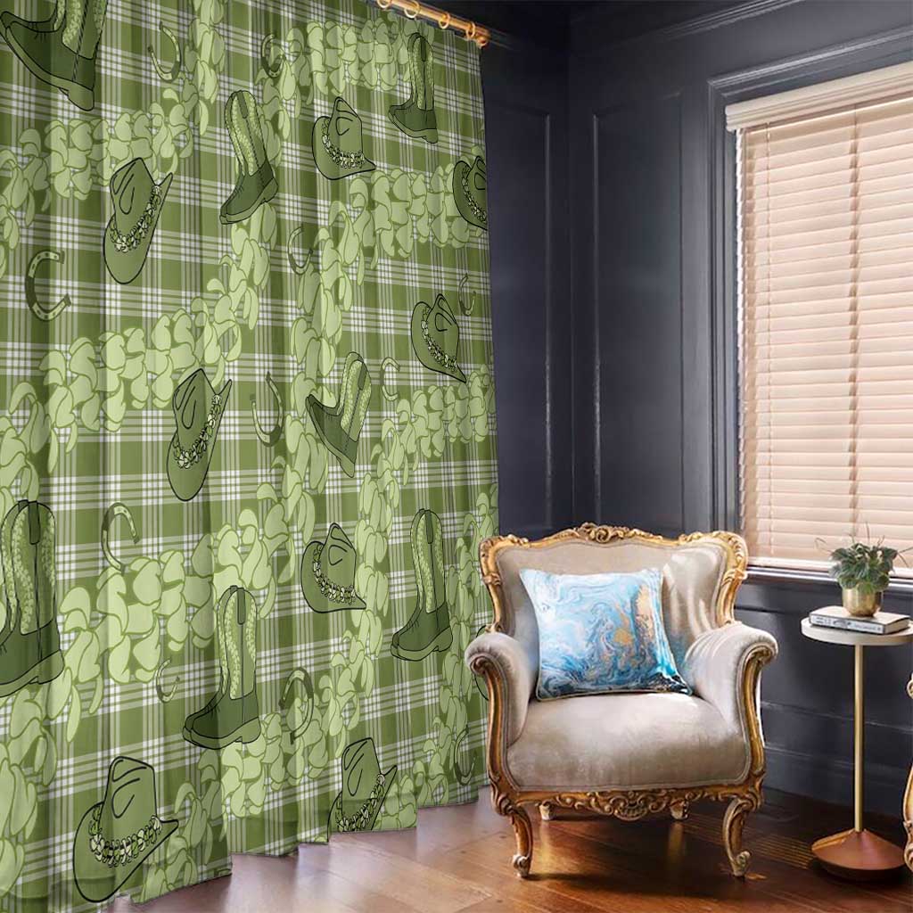Lime Palaka Hawaii Cowboy Window Curtain Puakenikeni Lei Paniolo Papale Seamless Vibes - Polynesian Pride