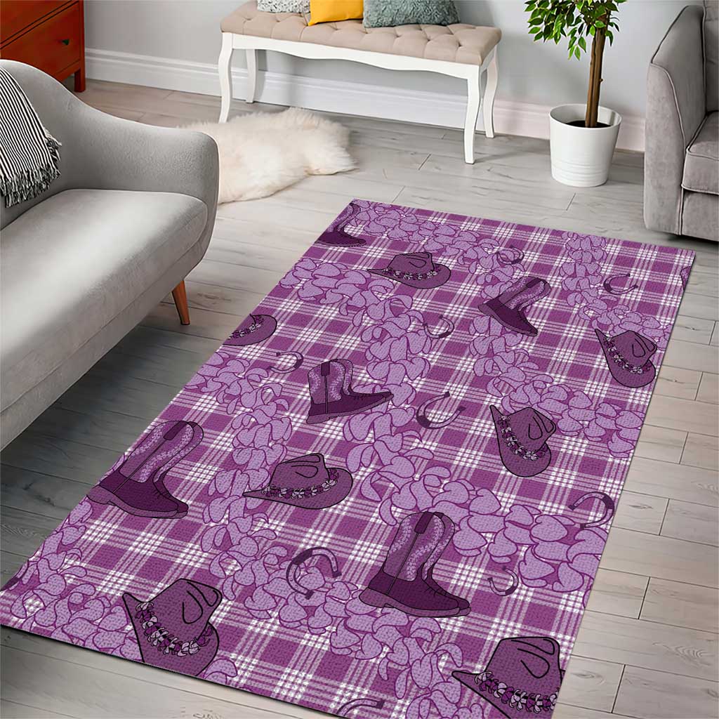 Purple Palaka Hawaii Cowboy Area Rug Puakenikeni Lei Paniolo Papale Seamless Vibes - Polynesian Pride