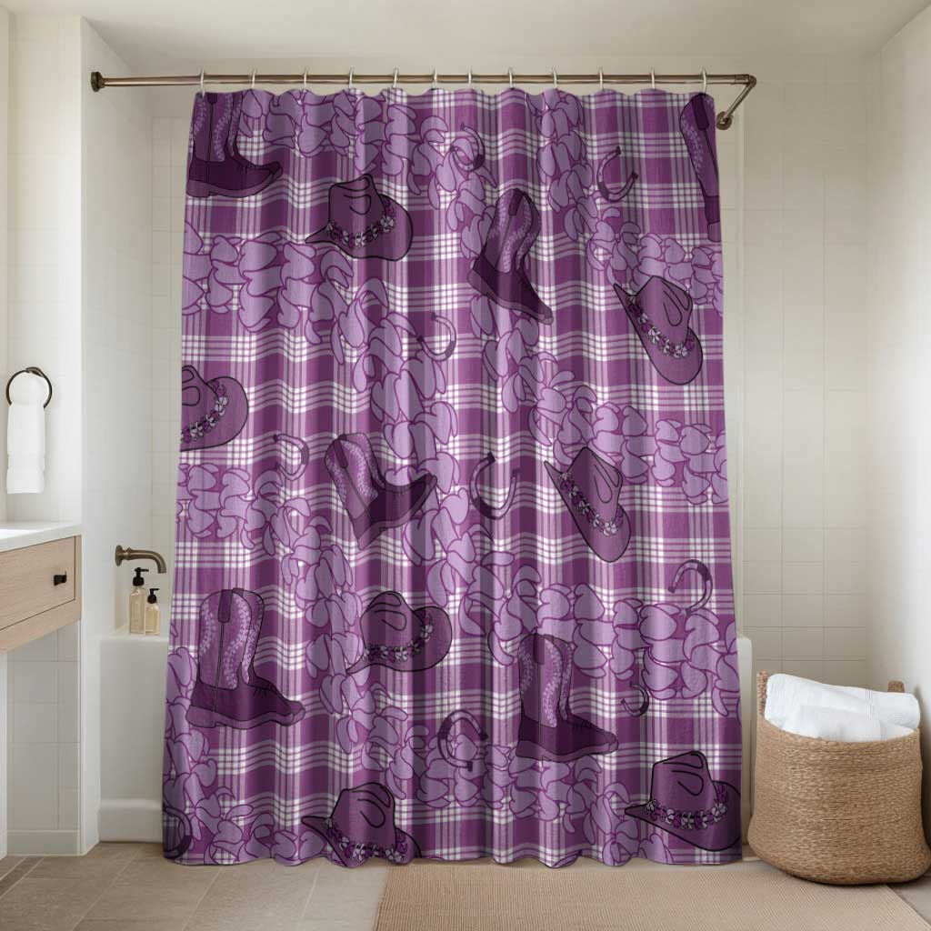 Purple Palaka Hawaii Cowboy Bathroom Set Puakenikeni Lei Paniolo Papale Seamless Vibes - Polynesian Pride