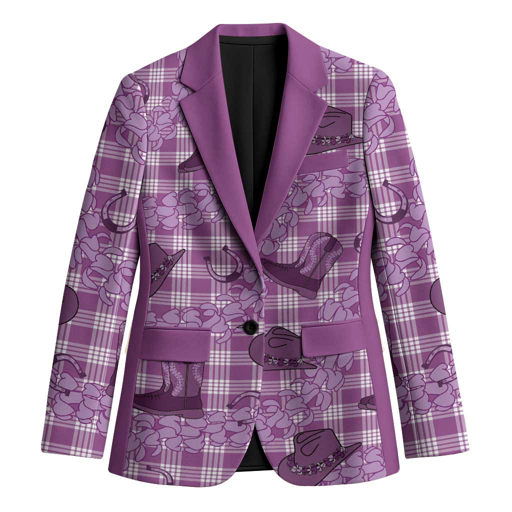 Purple Palaka Hawaii Cowboy Blazer Puakenikeni Lei Paniolo Papale Seamless Vibes - Polynesian Pride