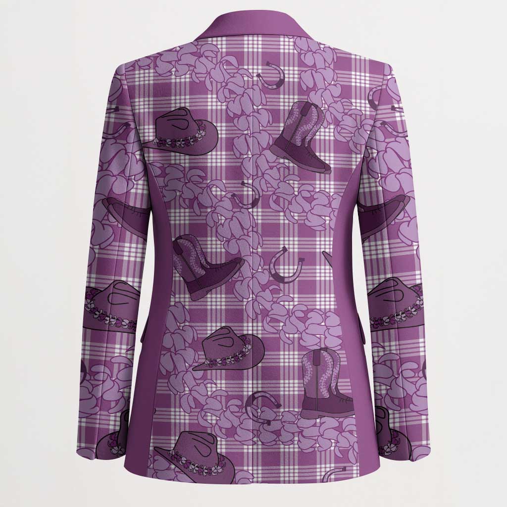Purple Palaka Hawaii Cowboy Blazer Puakenikeni Lei Paniolo Papale Seamless Vibes - Polynesian Pride