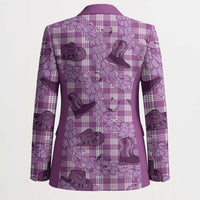 Purple Palaka Hawaii Cowboy Blazer Puakenikeni Lei Paniolo Papale Seamless Vibes - Polynesian Pride
