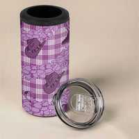 Purple Palaka Hawaii Cowboy 4 in 1 Can Cooler Tumbler Puakenikeni Lei Paniolo Papale Seamless Vibes - Polynesian Pride