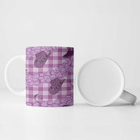 Purple Palaka Hawaii Cowboy Ceramic Mug Puakenikeni Lei Paniolo Papale Seamless Vibes - Polynesian Pride