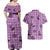 Purple Palaka Hawaii Cowboy Couples Matching Off Shoulder Maxi Dress and Hawaiian Shirt Puakenikeni Lei Paniolo Papale Seamless Vibes - Polynesian Pride