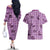Purple Palaka Hawaii Cowboy Couples Matching Off The Shoulder Long Sleeve Dress and Hawaiian Shirt Puakenikeni Lei Paniolo Papale Seamless Vibes - Polynesian Pride