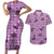 Purple Palaka Hawaii Cowboy Couples Matching Short Sleeve Bodycon Dress and Hawaiian Shirt Puakenikeni Lei Paniolo Papale Seamless Vibes - Polynesian Pride