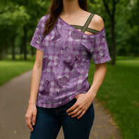 Purple Palaka Hawaii Cowboy Cross Shoulder Shirt Puakenikeni Lei Paniolo Papale Seamless Vibes - Polynesian Pride