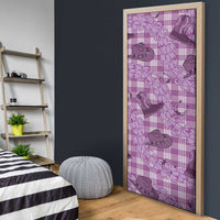 Purple Palaka Hawaii Cowboy Door Cover Puakenikeni Lei Paniolo Papale Seamless Vibes - Polynesian Pride