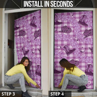 Purple Palaka Hawaii Cowboy Door Cover Puakenikeni Lei Paniolo Papale Seamless Vibes - Polynesian Pride