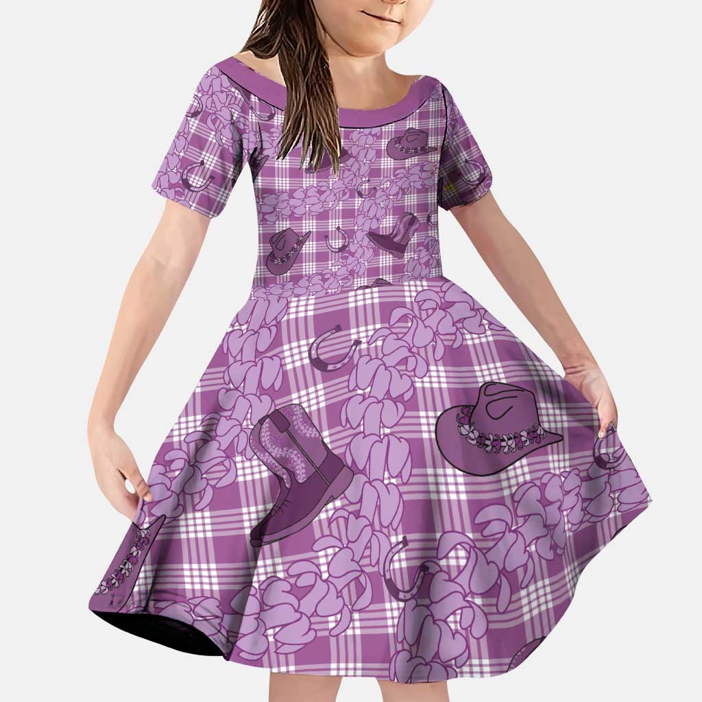 Purple Palaka Hawaii Cowboy Family Matching Puletasi and Hawaiian Shirt Puakenikeni Lei Paniolo Papale Seamless Vibes - Polynesian Pride