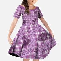 Purple Palaka Hawaii Cowboy Family Matching Puletasi and Hawaiian Shirt Puakenikeni Lei Paniolo Papale Seamless Vibes - Polynesian Pride