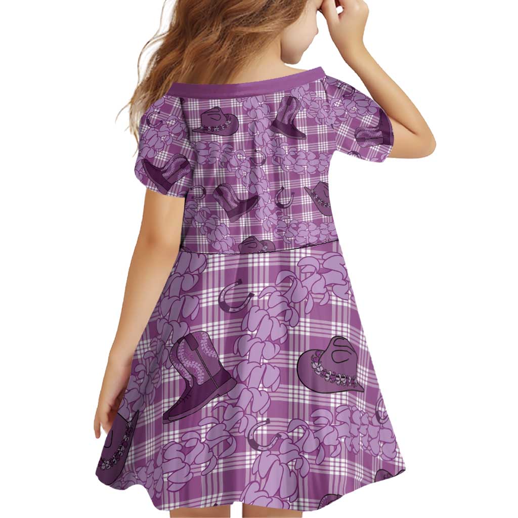 Purple Palaka Hawaii Cowboy Family Matching Puletasi and Hawaiian Shirt Puakenikeni Lei Paniolo Papale Seamless Vibes - Polynesian Pride