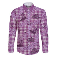 Purple Palaka Hawaii Cowboy Family Matching Summer Maxi Dress and Hawaiian Shirt Puakenikeni Lei Paniolo Papale Seamless Vibes - Polynesian Pride