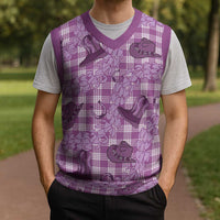 Purple Palaka Hawaii Cowboy Christmas Knitted V-Neck Vest Puakenikeni Lei Paniolo Papale Seamless Vibes - Polynesian Pride