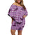 Purple Palaka Hawaii Cowboy Off Shoulder Short Dress Puakenikeni Lei Paniolo Papale Seamless Vibes - Polynesian Pride