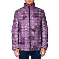 Purple Palaka Hawaii Cowboy Padded Jacket Puakenikeni Lei Paniolo Papale Seamless Vibes - Polynesian Pride