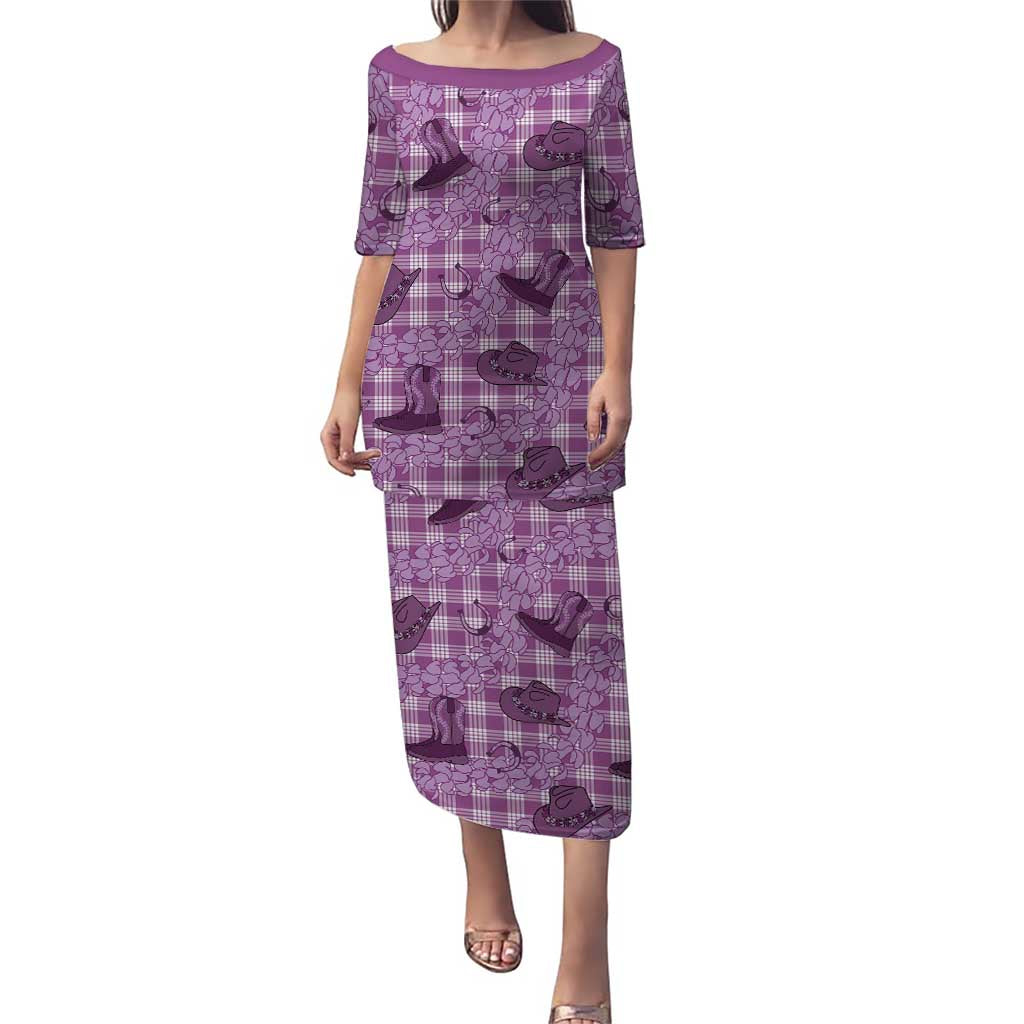 Purple Palaka Hawaii Cowboy Puletasi Puakenikeni Lei Paniolo Papale Seamless Vibes - Polynesian Pride