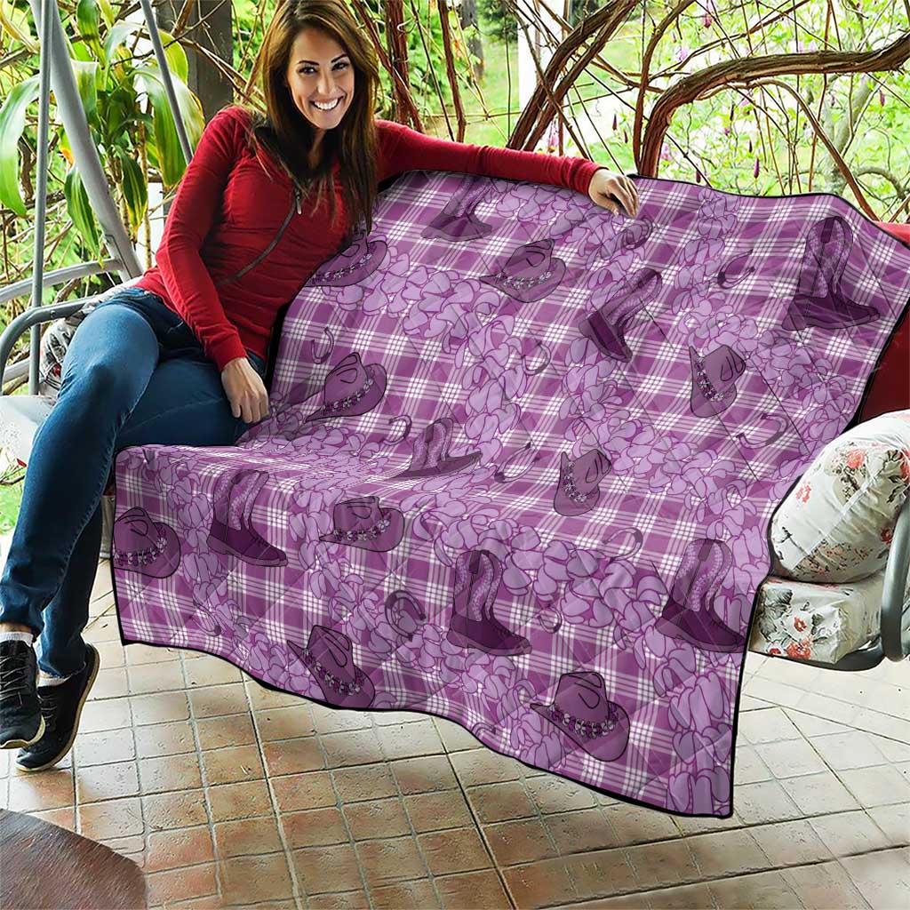Purple Palaka Hawaii Cowboy Quilt Puakenikeni Lei Paniolo Papale Seamless Vibes - Polynesian Pride