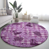 Purple Palaka Hawaii Cowboy Round Carpet Puakenikeni Lei Paniolo Papale Seamless Vibes - Polynesian Pride