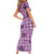 Purple Palaka Hawaii Cowboy Short Sleeve Bodycon Dress Puakenikeni Lei Paniolo Papale Seamless Vibes - Polynesian Pride