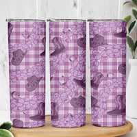 Purple Palaka Hawaii Cowboy Skinny Tumbler Puakenikeni Lei Paniolo Papale Seamless Vibes - Polynesian Pride