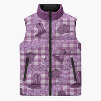 Purple Palaka Hawaii Cowboy Sleeveless Puffer Jacket Puakenikeni Lei Paniolo Papale Seamless Vibes - Polynesian Pride