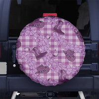 Purple Palaka Hawaii Cowboy Spare Tire Cover Puakenikeni Lei Paniolo Papale Seamless Vibes - Polynesian Pride