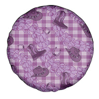 Purple Palaka Hawaii Cowboy Spare Tire Cover Puakenikeni Lei Paniolo Papale Seamless Vibes - Polynesian Pride