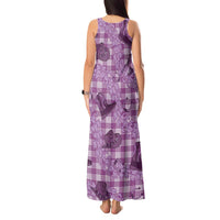 Purple Palaka Hawaii Cowboy Tank Maxi Dress Puakenikeni Lei Paniolo Papale Seamless Vibes - Polynesian Pride