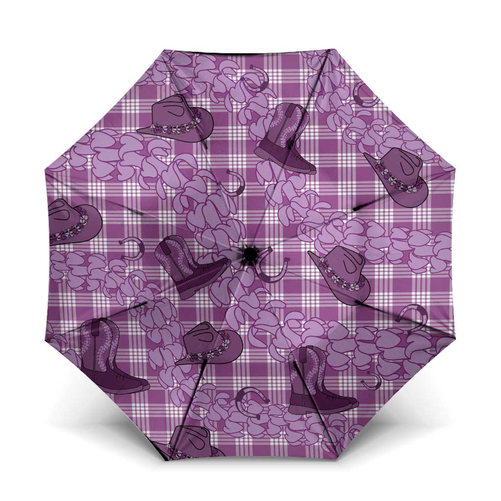 Purple Palaka Hawaii Cowboy Umbrella Puakenikeni Lei Paniolo Papale Seamless Vibes - Polynesian Pride