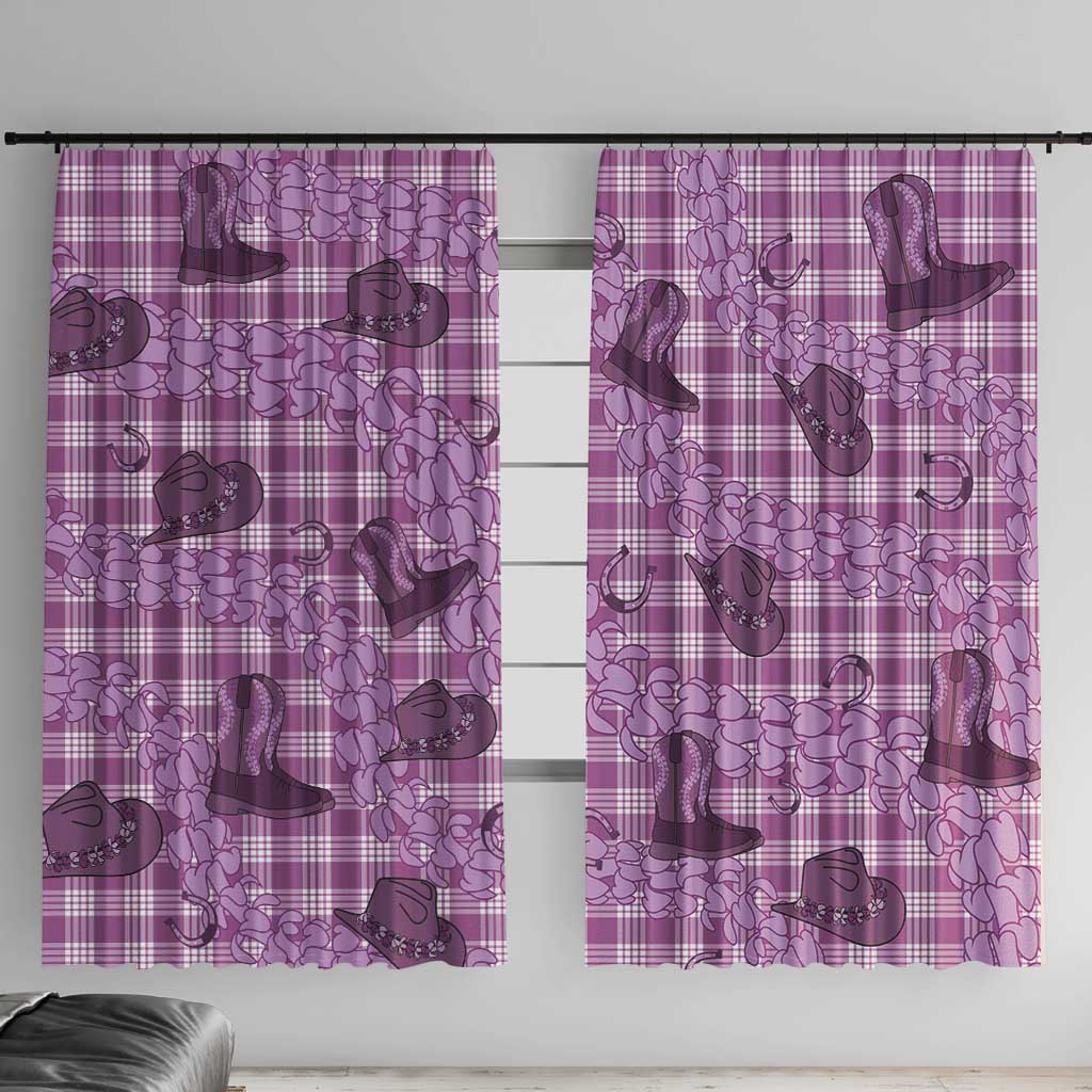 Purple Palaka Hawaii Cowboy Window Curtain Puakenikeni Lei Paniolo Papale Seamless Vibes - Polynesian Pride