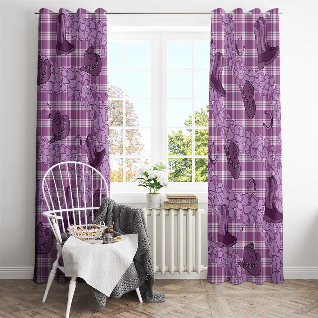 Purple Palaka Hawaii Cowboy Window Curtain Puakenikeni Lei Paniolo Papale Seamless Vibes - Polynesian Pride