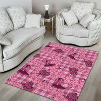 Pink Palaka Hawaii Cowboy Area Rug Puakenikeni Lei Paniolo Papale Seamless Vibes - Polynesian Pride