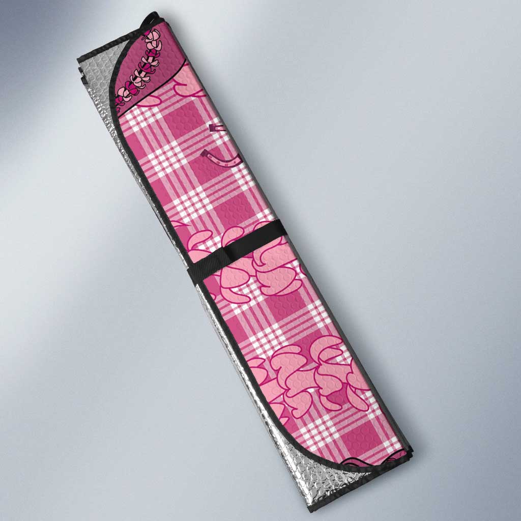 Pink Palaka Hawaii Cowboy Auto Sun Shade Puakenikeni Lei Paniolo Papale Seamless Vibes - Polynesian Pride