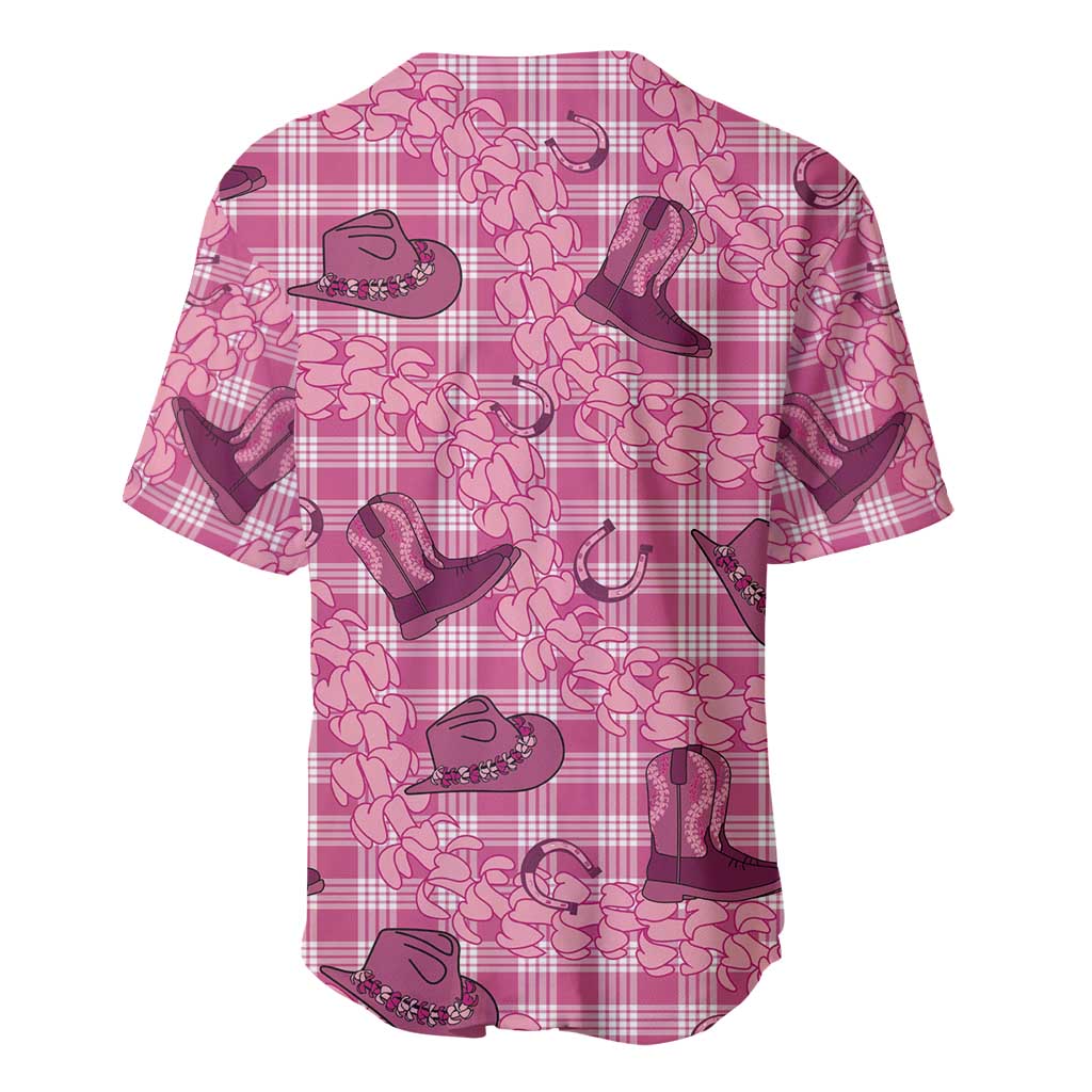 Pink Palaka Hawaii Cowboy Baseball Jersey Puakenikeni Lei Paniolo Papale Seamless Vibes - Polynesian Pride