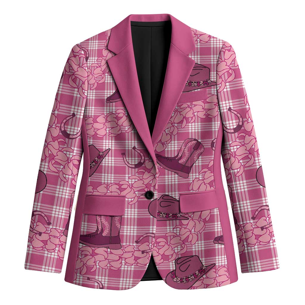 Pink Palaka Hawaii Cowboy Blazer Puakenikeni Lei Paniolo Papale Seamless Vibes - Polynesian Pride