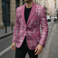 Pink Palaka Hawaii Cowboy Blazer Puakenikeni Lei Paniolo Papale Seamless Vibes - Polynesian Pride