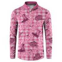 Pink Palaka Hawaii Cowboy Button Sweatshirt Puakenikeni Lei Paniolo Papale Seamless Vibes - Polynesian Pride